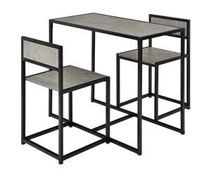 CostwayEnsemble Table à Manger 1 Table et 2 Chaises Encastrable Style Industriel Moderne pour Salle à Manger Bistro Gris