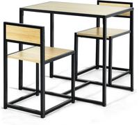 CostwayEnsemble Table à Manger 1 Table et 2 Chaises Encastrable Style Industriel Naturel