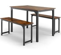 CostwayEnsemble Table et 2 Bancs Salle à Manger Industrielle 4-6 Personnes Table L 110 x l 70 x H 75 cm Cadre en métal
