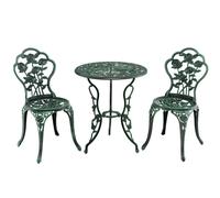 CostwayEnsemble Table et 2 Chaises en Fonte Aluminium Forme de Rose Résistant aux Intempéries