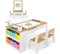 CostwayEnsemble Table et Chaises Multifonctionnel Bureau D'activités Naturel