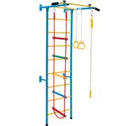 Costway Espalier De Gymnastique Enfants Mur Escalade Avec Barre De Traction, Anneaux De Gym. - Échelle En Tricot - Trapèze Jaune Multicolore