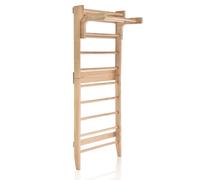 CostwayEspalier en Bois avec 10 Barres Fixes et Barre Horizontale Amovible pour Exercicer à Domicile 80X48X195 CM Charge 100 KG