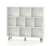 CostwayÉtagère à 10 Cubes 120CM Organisateur de Rangement Moderne avec 5 Pieds Métalliques Effilés Étagère Autoportante avec 2 Kits Antichute Blanc