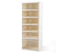 CostwayÉtagère à Chaussures Pliable à 6 Niveaux Boîtes de Rangement pour Chaussures Empilable Transparent Capacité de 12 Paires Blanc