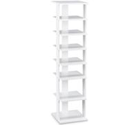 CostwayEtagère à Chaussures Rangement à 7 Niveaux en Bois 26,5 x 27,5 x110 cm Blanc