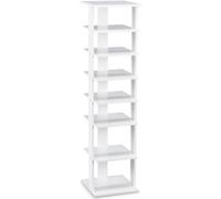 CostwayEtagère à Chaussures Rangement à 7 Niveaux en Bois 26,5 x 27,5 x110 cm Blanc