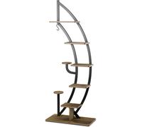 CostwayÉtagère à Fleurs en Métal à 7 Niveaux Porte Plantes en Forme de Demi-lune avec Dispositif Anti-renversement 60 x 30 x 155 CM