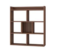 CostwayÉtagère à Livres Ouverte à 7 Cubes Étagère de Rangement pour Maison Bibliothèque Horizontale Unité de Rangement Autonome pour Salon Noyer