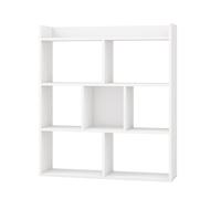 CostwayÉtagère à Livres Ouverte à 7 Cubes Étagère de Rangement pour Maison Bibliothèque Horizontale Unité de Rangement Autonome pour Salon Blanc