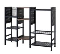 CostwayÉtagère à Outils de Jardin 3 Niveaux Support Autoportant de Rangement Extérieur Intérieur avec Panneau Perforé&Crochet Noir