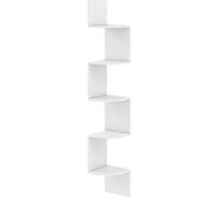 CostwayÉtagère d'Angle à 5 Niveaux Étagère Murale Flottante Organisateur de Rangement Mural Support en Bois Design Moderne Blanc