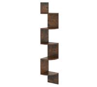 CostwayÉtagère d'Angle à 5 Niveaux Étagère Murale Flottante Organisateur de Rangement Mural Support en Bois Design Moderne Brun Rustique
