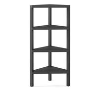 CostwayÉtagère d'Angle Bibliothèque d'Angle à 4 Niveaux avec Étagères Ouvertes à Lattes Support pour Plantes Autoportant Meuble de Rangement Noir