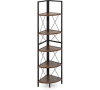 CostwayÉtagère d'Angle Industrielle à 5 Niveaux Supports à Plantes avec Cadre en Métal Supports à Échelle Brun Rustique