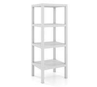 CostwayÉtagère de Rangement en Plastique à 4 Niveaux Meuble Utilitaire Autoportant Unité d'Organisation Étroite pour Cuisine 38 x 32,5 x 99cm Blanc