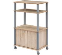 CostwayEtagère de Rangement Roulante Chariot de Cuisine Roulant pour Micro-ondes en Mdf 60x395x93-975cm Marron