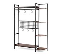 CostwayÉtagère de Rangement Support pour Plantes avec Treillis et Crochets Structure Métallique Dispositif Anti-basculement Marron Rustique