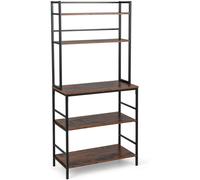 CostwayÉtagère Desserte de Cuisine 5 Niveaux Support pour Four à Micro-Ondes avec Pieds Antidérapants Réglables Style Industriel Marron