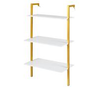 CostwayÉtagère Échelle à 3 Niveaux Bibliothèque Murale en Bois avec Cadre Métallique Étagère de Rangement 53,5 x 29,5 x 96 cm Blanc