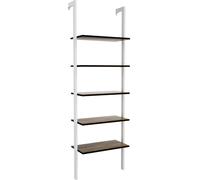 CostwayEtagère Echelle en MDF Noir avec 5 Niveaux Etagère de Rangement Blanc