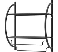CostwayEtagère Murale de Salle de Bain Porte-serviettes avec 2 Tablettes et 2 Barres en Métal Chromé 45x25,5x55cm Noir