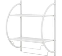CostwayEtagère Murale de Salle de Bain Porte-serviettes avec 2 Tablettes et 2 Barres en Métal Chromé 45x25,5x55cm Blanc