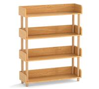 CostwayEtagere Rangement 4 Niveaux Bibliotheque en Bois de Pin avec Étagères Ouvertes&3 Garde-Corps Surélevés Charge 80 kg 80x24x102 cm Naturel