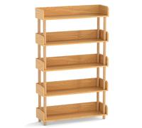 CostwayEtagere Rangement 5 Niveaux Bibliotheque en Bois de Pin avec Étagères Ouvertes&3 Garde-Corps Surélevés Charge 100 kg 80x24x130,5 cm Naturel