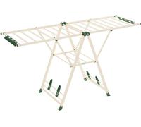 CostwayÉtendoir à Linge Pliable en Métal avec Ailes Réglables en Hauteur 20 Barres de Séchage Pinces à Chaussures-chaussettes Beige