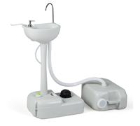 CostwayÉvier à Main Portable Station de Lavage Des Mains avec Commande Au Pied avec Réservoir D'eau Douce de 17L Roues Porte-serviettes