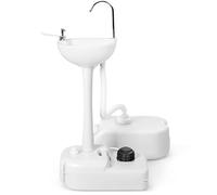 CostwayÉvier à Main Portable Station de Lavage Des Mains avec Commande Au Pied avec Réservoir D'eau Douce de 17 L Roues Porte-serviettes