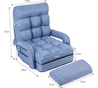 CostwayFauteuil Convertible Chauffeuse Convertible 1 Place avec Oreiller 5 Positions en Tissu Lin Éponge 54x56x70cm Bleu