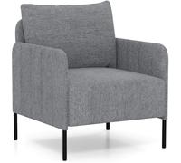 CostwayFauteuil d'Accent Canapé Simple en Chenille avec Coussin Profondeur de 75 CM Chaise de Salon avec Pieds Réglables Gris