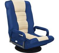 CostwayFauteuil Pliable de Sol avec Accoudoirs Dossier Réglable sur 6 Positions et Base Pivotante à 360° Cadre en Fer Robuste 6 Couleurs Bleu Foncé