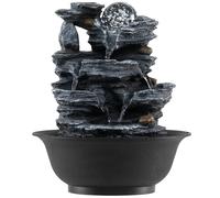CostwayFontaine d?Intérieur Cascade Zen Relaxante avec Lumière LED Coloré Pompe Silencieuse Boule de Cristal 21,5 x 26 CM Noir