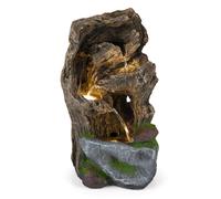 CostwayFontaine de Jardin Extérieur 3 Niveaux avec Lumière LED Fontaine à Eau Cascade Nature Effet Pierre Décoration pour Salon 26 x 28 x 53 CM