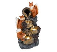 CostwayFontaine de Jardin Extérieur Intérieur Cascade 4 Niveaux avec Éclairage LED Fontaine Décorative Zen Imitation Pierre 34 x 25 x 59 CM