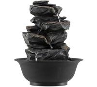 CostwayFontaine de Table Cascade Zen Relaxante avec Lumière LED Coloré Pompe Silencieuse Boule de Cristal 21,5 x 26 CM Décoration Zen Noir
