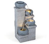 CostwayFontaine Interieur 4 Niveaux Fontaine à Eau Zen en Résine avec Éclairage LED Cascade d'Eau Décorative Méditation&Détente 28x22x58 CM