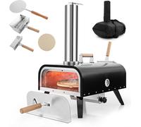 CostwayFour à Pizza Extérieur Portable en Acier Inoxydable avec Pierre à Pizza de 30 cm Poêle à Pizza à Granulés de Bois à 3 Couches