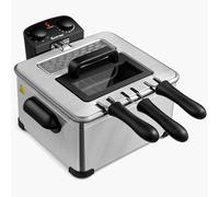 CostwayFriteuse Électrique 5L pour Frites Restaurant Friteuse à Huile 1700 W 3 Paniers Contrôle du Temps et de la Température Inox