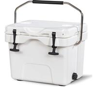CostwayGlacière Isotherme Portable 15 L avec Bouchon de Vidange et 2 Porte-gobelets Glacière Mobile Rétention de Glace de 3 à 5 Jours Blanc