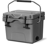 CostwayGlacière Isotherme Portable 15 L avec Bouchon de Vidange et 2 Porte-gobelets Glacière Mobile Rétention de Glace de 3 à 5 Jours Gris