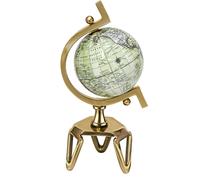 CostwayGlobe Terrestre Décoratif de 18 cm Antique Globe Géographique avec Support Triangulaire Globe Intéractif pour Salle de Classe Blanc+Doré