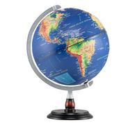 CostwayGlobe Terrestre Lumineux 30 CM Lampe de Nuit Globe avec Support en Bois et Carte Claire pour Enfants et Adultes Bleu