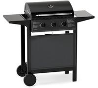 CostwayGril à Gaz Propane 3 Brûleurs 24,000 BTU Barbecue avec Grilles en Acier Inoxydable Thermomètre et 2 Tables Latérales Barbecue sur Roulettes Noir
