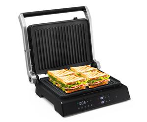 CostwayGrill Multifonction Electrique 1800-2000W Tactile Intelligent Ouverture à 180° Minuterie 4H 5 Modes Automatiques Double Plaques