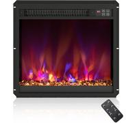 CostwayInsert de Cheminée Électrique 18" Chauffage Cheminée Encastré 1500W avec Télécommande Minuterie 0,5-9H Couleur de Flamme Noir