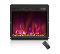 CostwayInsert de Cheminée Électrique 18'' Chauffage Cheminée Encastré 1500W avec Télécommande Minuterie 0,5-9H Couleur de Flamme Noir